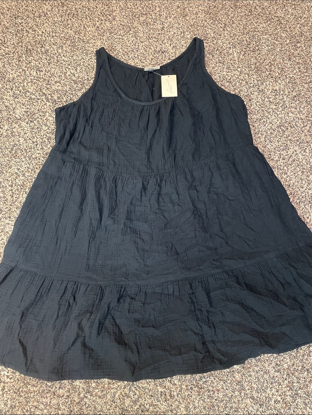 Universal Thread Gauze Cotton Black Tiered Sleeveless Midi Dress Plus 2X NWT
